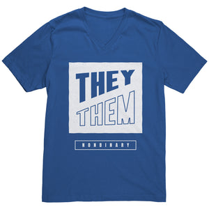 Modern Lux Block Slash They/Them Non-binary T-shirt - Gemmed Firefly