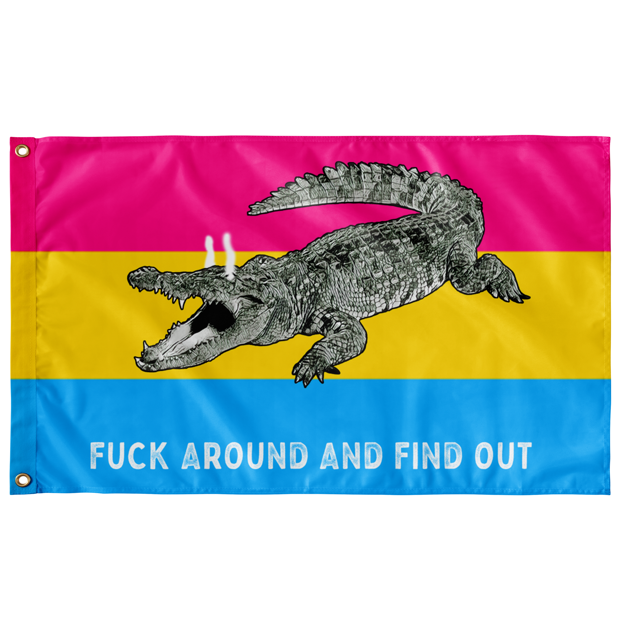 Pansexual PRIDE Fuck Around and Find Out Gator Rage Flag Flags  - Gemmed Firefly