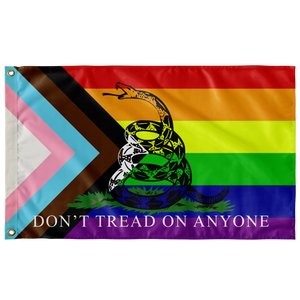 Don't Tread On Anybody - LGBT Progressive Pride Gadsden Flag Flags - Gemmed Firefly