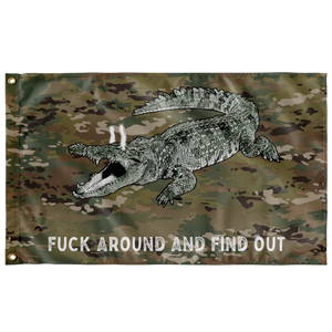 Operational Camouflage Fuck Around and Find Out Gator Rage Flag Flags  - Gemmed Firefly
