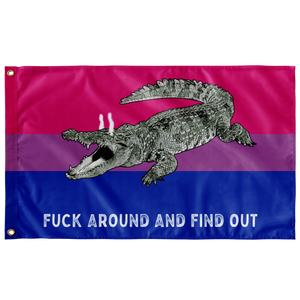 Bisexual PRIDE Fuck Around and Find Out Gator Rage Flag Flags  - Gemmed Firefly