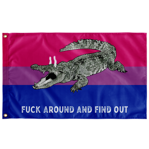 Bisexual PRIDE Fuck Around and Find Out Gator Rage Flag Flags - Gemmed Firefly