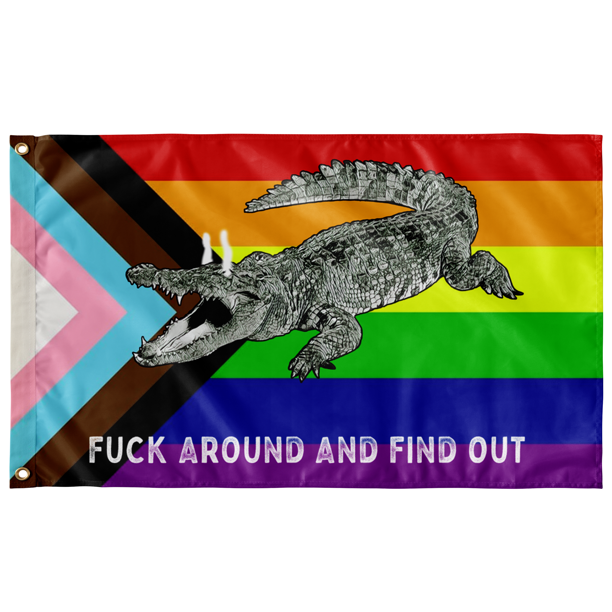Progressive PRIDE Fuck Around and Find Out Gator Flag LGBT Flags  - Gemmed Firefly