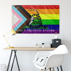 Don't Tread On Anybody - LGBT Progressive Pride Gadsden Flag Flags - Gemmed Firefly
