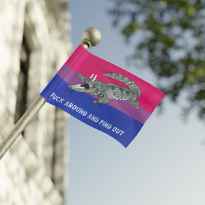 Bisexual Gator Flag "Fuck Around and Find Out" PRIDE Flag 2024 Home Decor  - Gemmed Firefly