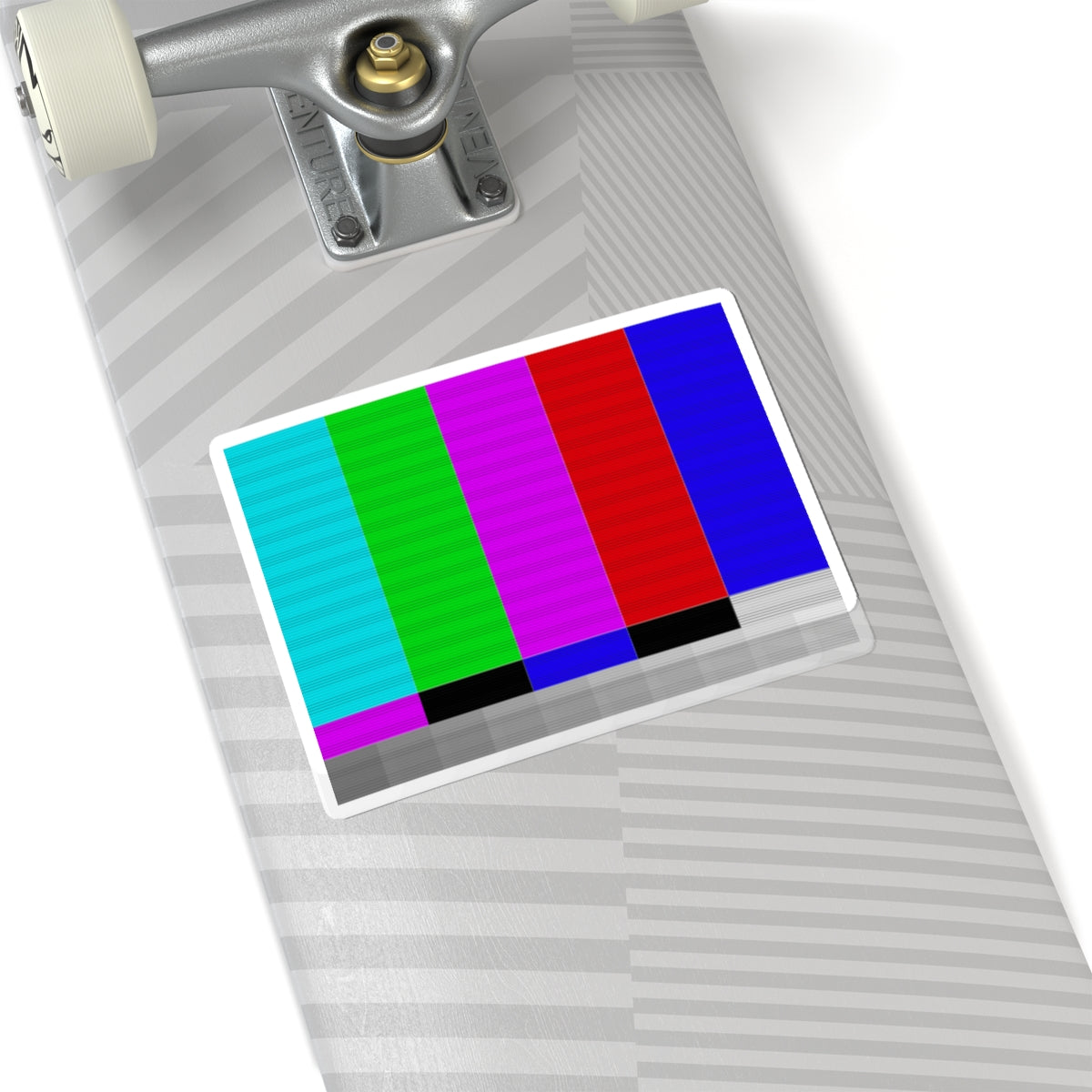 Test Pattern TV Glitch Kiss-Cut Sticker — Retro TV Color Bars Decal
