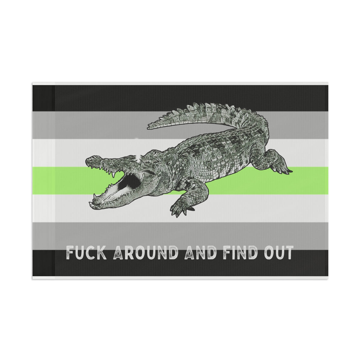 Agender PRIDE Fuck Around and Find Out Gator Rage Flag Home Decor  - Gemmed Firefly