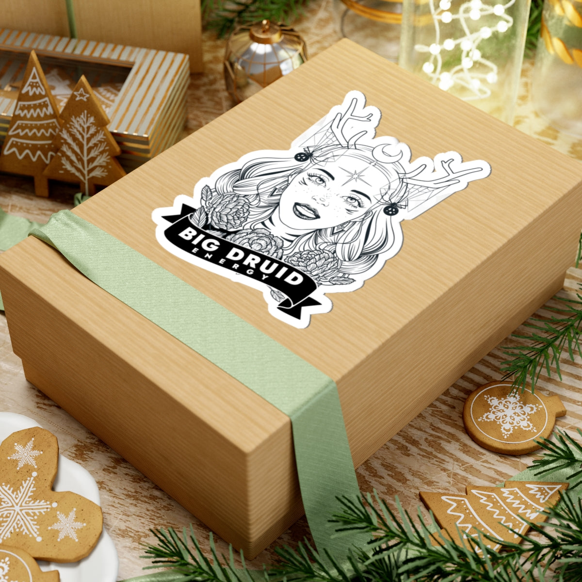 Big Druid Energy Kiss-Cut Sticker — Mystical Druidess Illustration Paper products - Gemmed Firefly