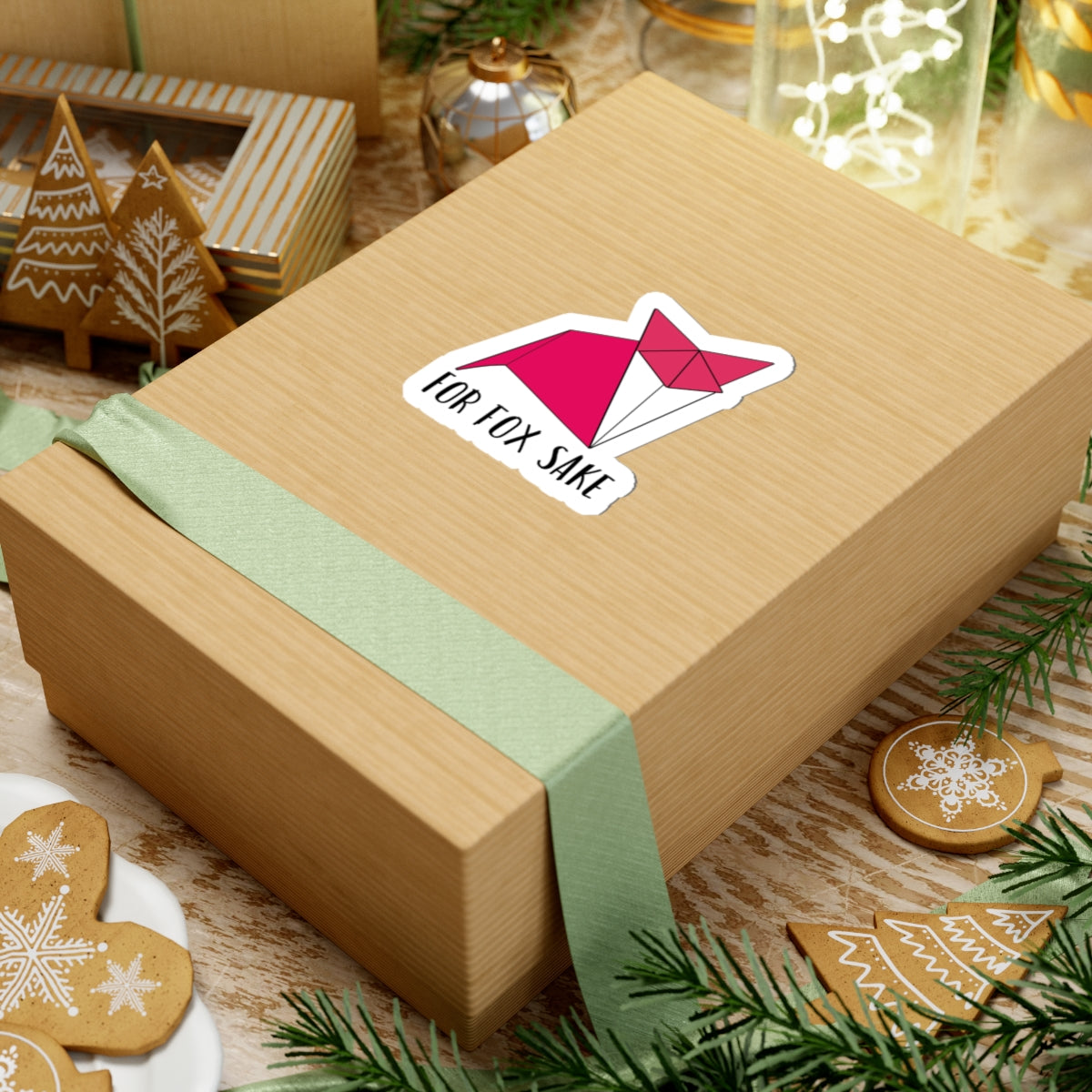 For Fox Sake Kiss-Cut Sticker — Funny Origami Fox Decal for Laptops, Water Bottles & Gifts Paper products - Gemmed Firefly