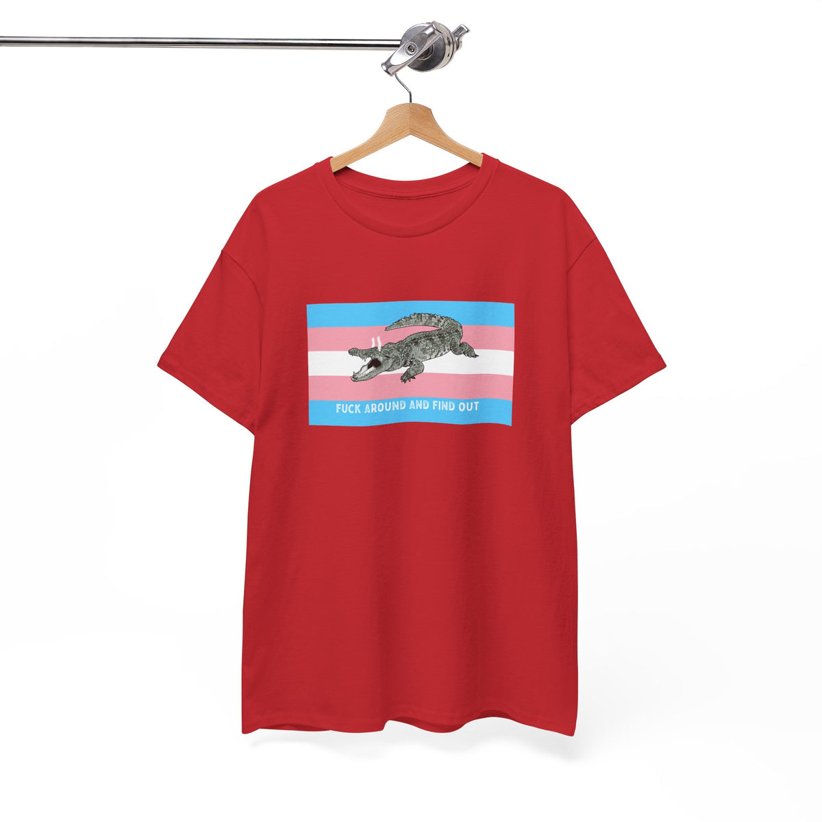 Transgender "Fuck Around and Find Out" Gator Rage LGBT PRIDE Flag T-Shirt T-Shirt - Gemmed Firefly