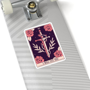 Tarot Dagger Sticker — "I Will Cut You" Floral Knife Kiss-Cut Sticker