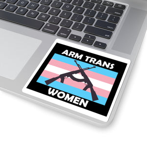 Arm Trans Women Sticker — Transgender Pride Flag with Crossed Rifles Vinyl Kiss-Cut Sticker Paper products - Gemmed Firefly