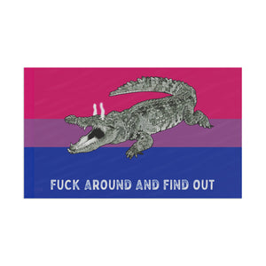 Bisexual Gator Flag "Fuck Around and Find Out" PRIDE Flag 2024 Home Decor  - Gemmed Firefly