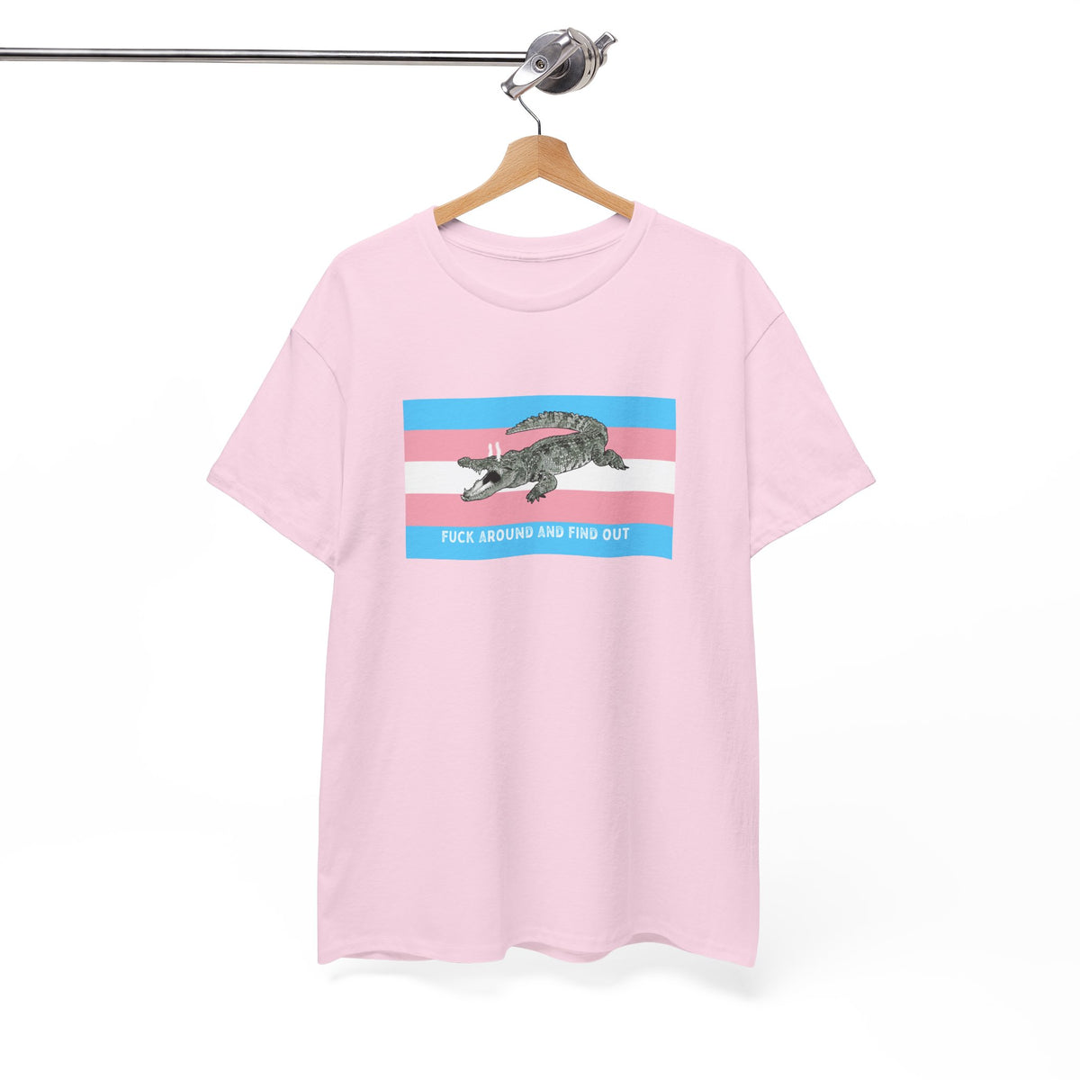 Transgender "Fuck Around and Find Out" Gator Rage LGBT PRIDE Flag T-Shirt T-Shirt - Gemmed Firefly