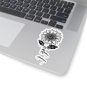 Sunflower 'fuck it' Script Kiss-Cut Sticker — Black Floral Laptop Decal