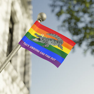 Gay PRIDE Rainbow Fuck Around and Find Out Gator Rage Flag Home Decor  - Gemmed Firefly