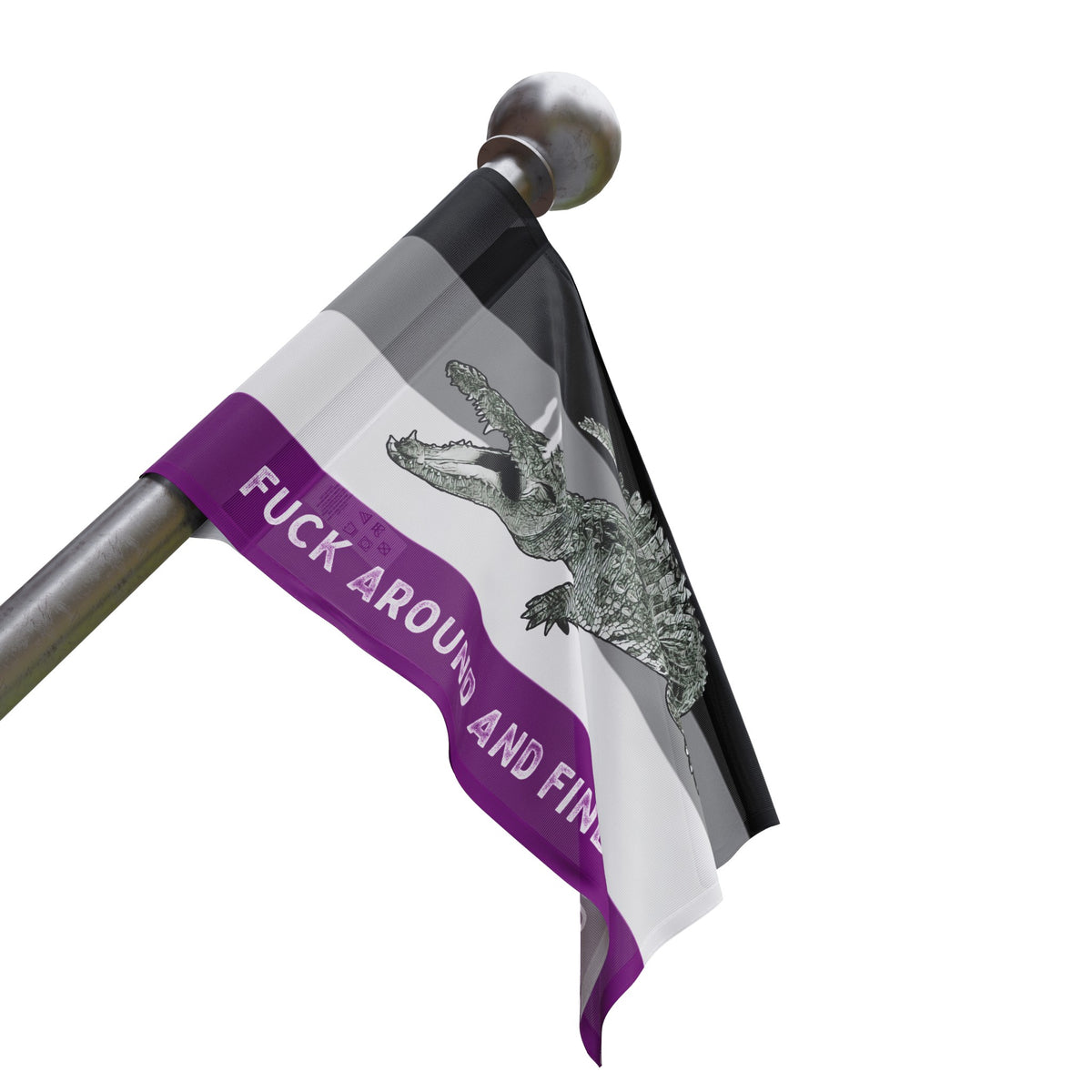 ACE Asexual PRIDE Fuck Around and Find Out Gator Rage Flag Home Decor  - Gemmed Firefly