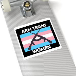 Arm Trans Women Sticker — Transgender Pride Flag with Crossed Rifles Vinyl Kiss-Cut Sticker Paper products - Gemmed Firefly