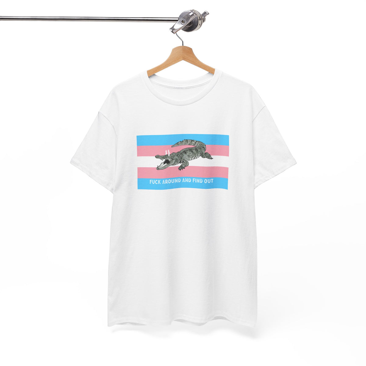 Transgender "Fuck Around and Find Out" Gator Rage LGBT PRIDE Flag T-Shirt T-Shirt - Gemmed Firefly