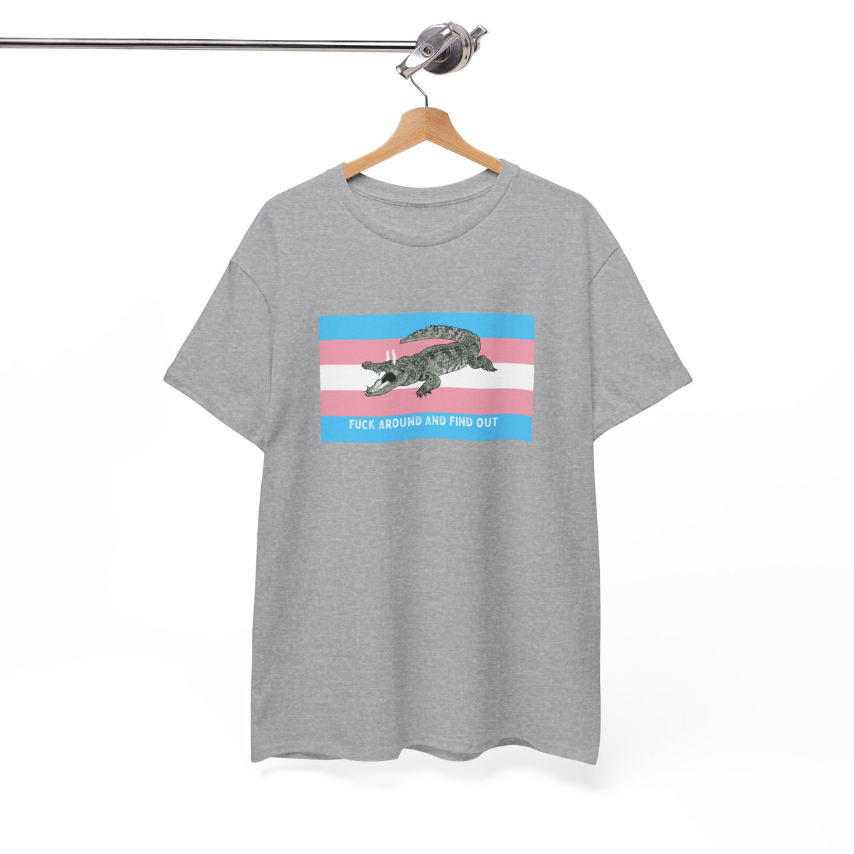 Transgender "Fuck Around and Find Out" Gator Rage LGBT PRIDE Flag T-Shirt T-Shirt - Gemmed Firefly
