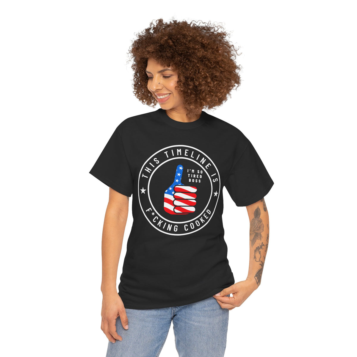 This Timeline is Cooked American Flag Thumbs Up T‑Shirt