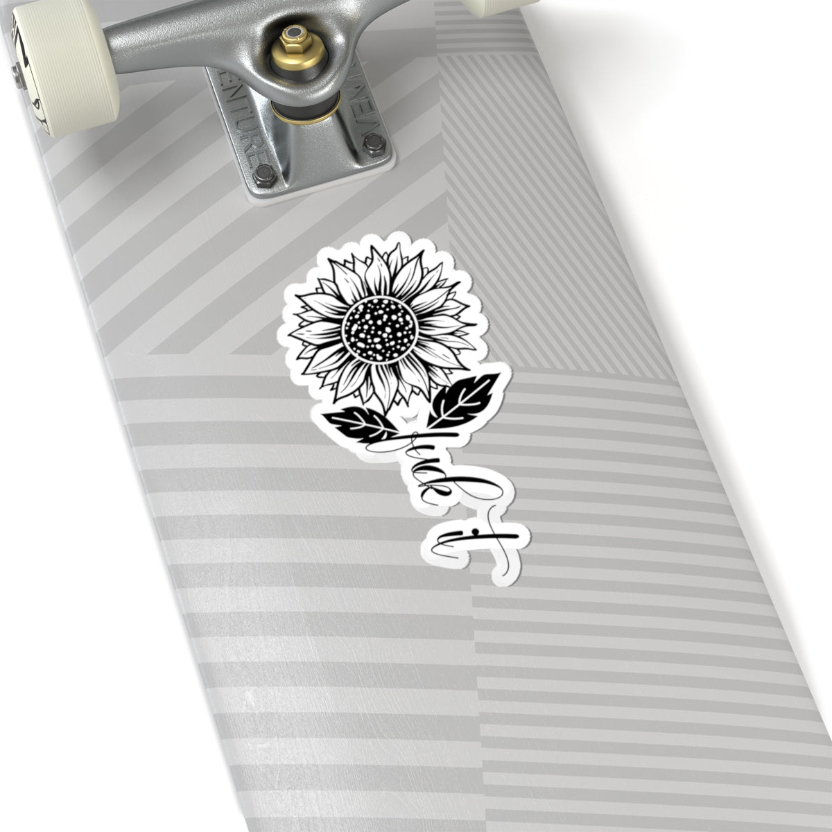 Sunflower 'fuck it' Script Kiss-Cut Sticker — Black Floral Laptop Decal