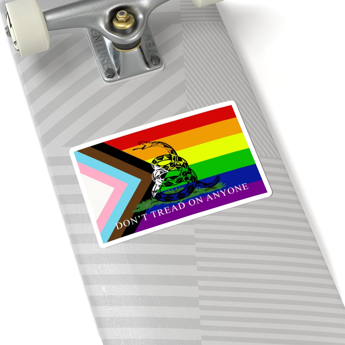 'Don't Tread On Anybody' - LGBT Progressive Pride Gadsden Flag Kiss-Cut Sticker Decal