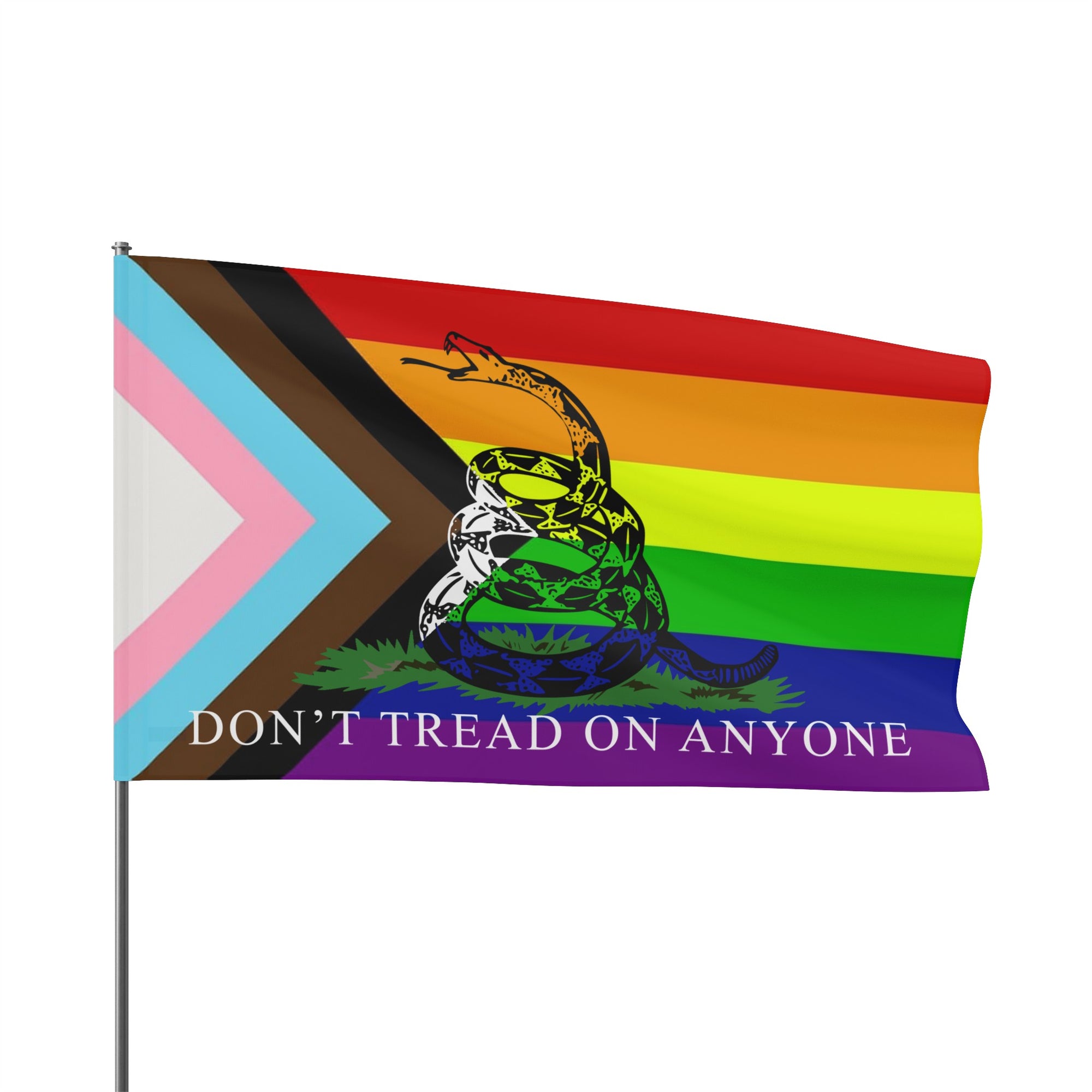 Don't Tread On Anybody - LGBT Progressive Pride Gadsden Flag Home Decor  - Gemmed Firefly