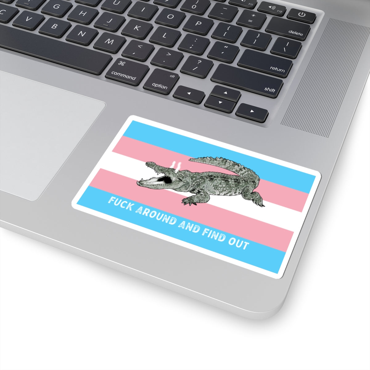 Transgender "Fuck Around and Find Out" Gator Rage LGBT PRIDE Flag Kiss-Cut Sticker Vinyl Decal Paper products - Gemmed Firefly