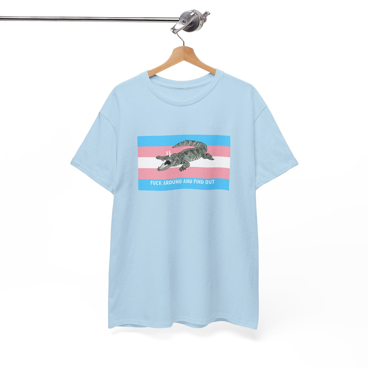 Transgender "Fuck Around and Find Out" Gator Rage LGBT PRIDE Flag T-Shirt T-Shirt - Gemmed Firefly