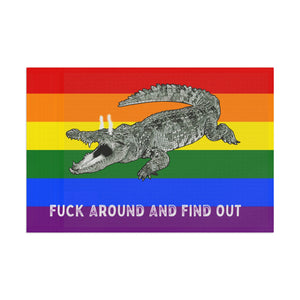 Gay PRIDE Rainbow Fuck Around and Find Out Gator Rage Flag Home Decor  - Gemmed Firefly