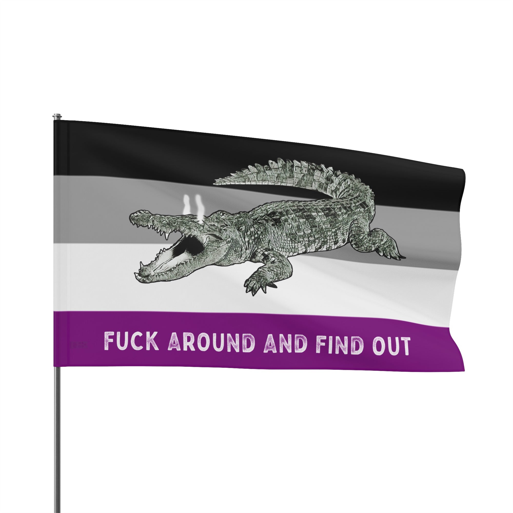 ACE Asexual PRIDE Fuck Around and Find Out Gator Rage Flag Home Decor  - Gemmed Firefly