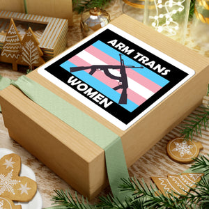 Arm Trans Women Sticker — Transgender Pride Flag with Crossed Rifles Vinyl Kiss-Cut Sticker Paper products - Gemmed Firefly