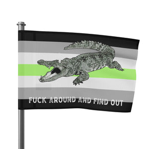 Agender PRIDE Fuck Around and Find Out Gator Rage Flag Home Decor  - Gemmed Firefly