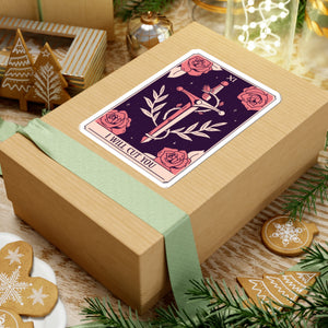 Tarot Dagger Sticker — "I Will Cut You" Floral Knife Kiss-Cut Sticker