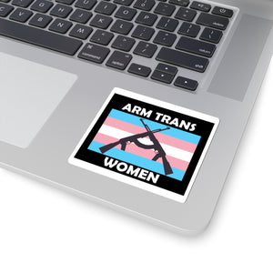 Arm Trans Women Sticker — Transgender Pride Flag with Crossed Rifles Vinyl Kiss-Cut Sticker Paper products - Gemmed Firefly