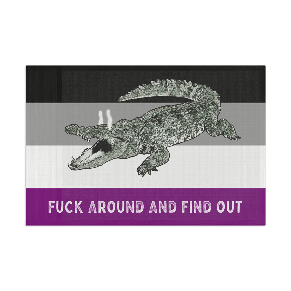 ACE Asexual PRIDE Fuck Around and Find Out Gator Rage Flag Home Decor  - Gemmed Firefly