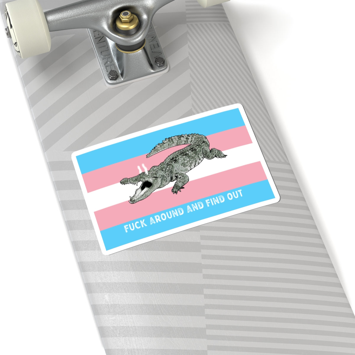 Transgender "Fuck Around and Find Out" Gator Rage LGBT PRIDE Flag Kiss-Cut Sticker Vinyl Decal Paper products - Gemmed Firefly