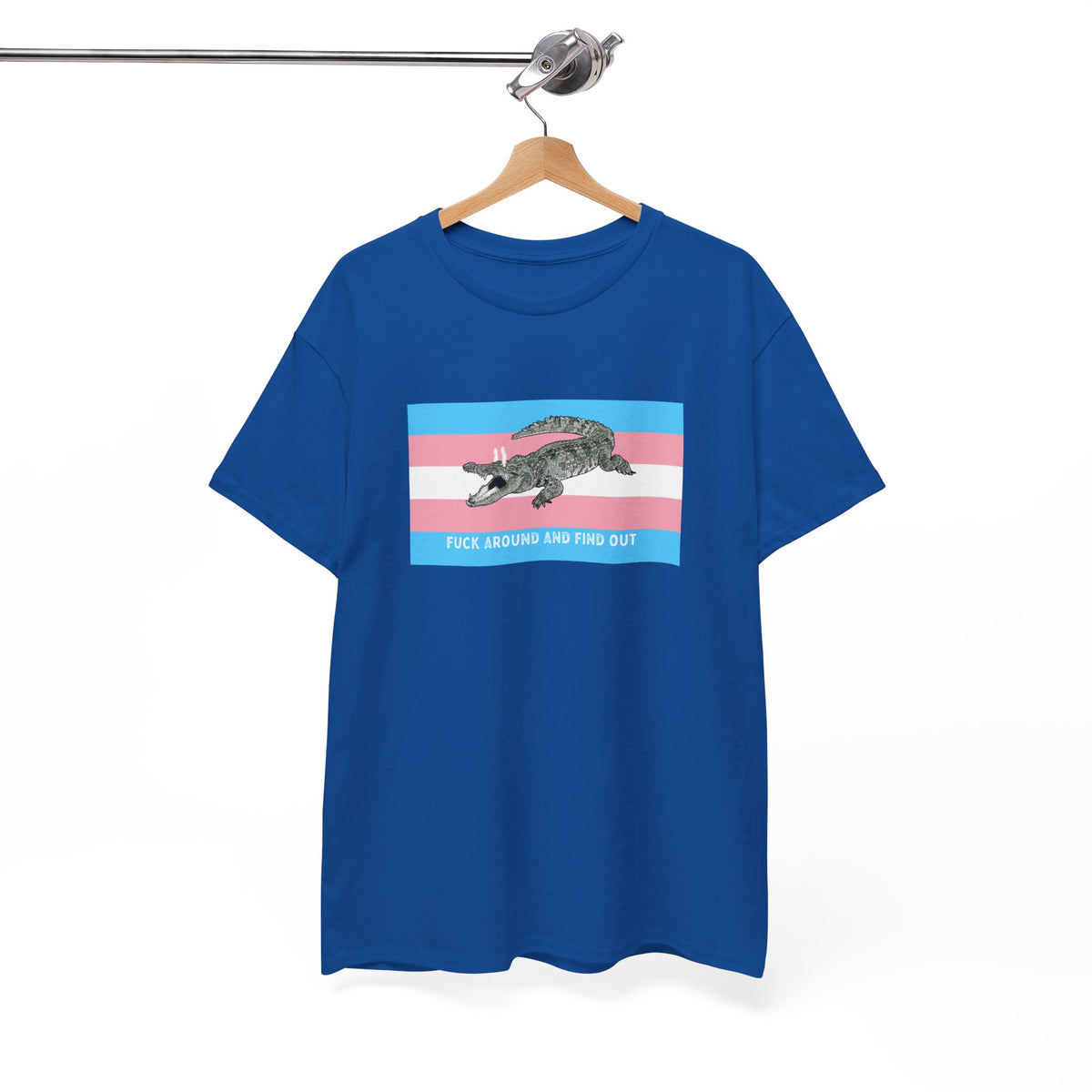 Transgender "Fuck Around and Find Out" Gator Rage LGBT PRIDE Flag T-Shirt T-Shirt - Gemmed Firefly