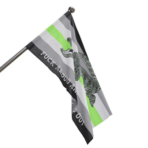 Agender PRIDE Fuck Around and Find Out Gator Rage Flag Home Decor  - Gemmed Firefly