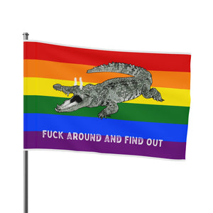 Gay PRIDE Rainbow Fuck Around and Find Out Gator Rage Flag Home Decor  - Gemmed Firefly