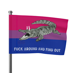 Bisexual Gator Flag "Fuck Around and Find Out" PRIDE Flag 2024 Home Decor  - Gemmed Firefly