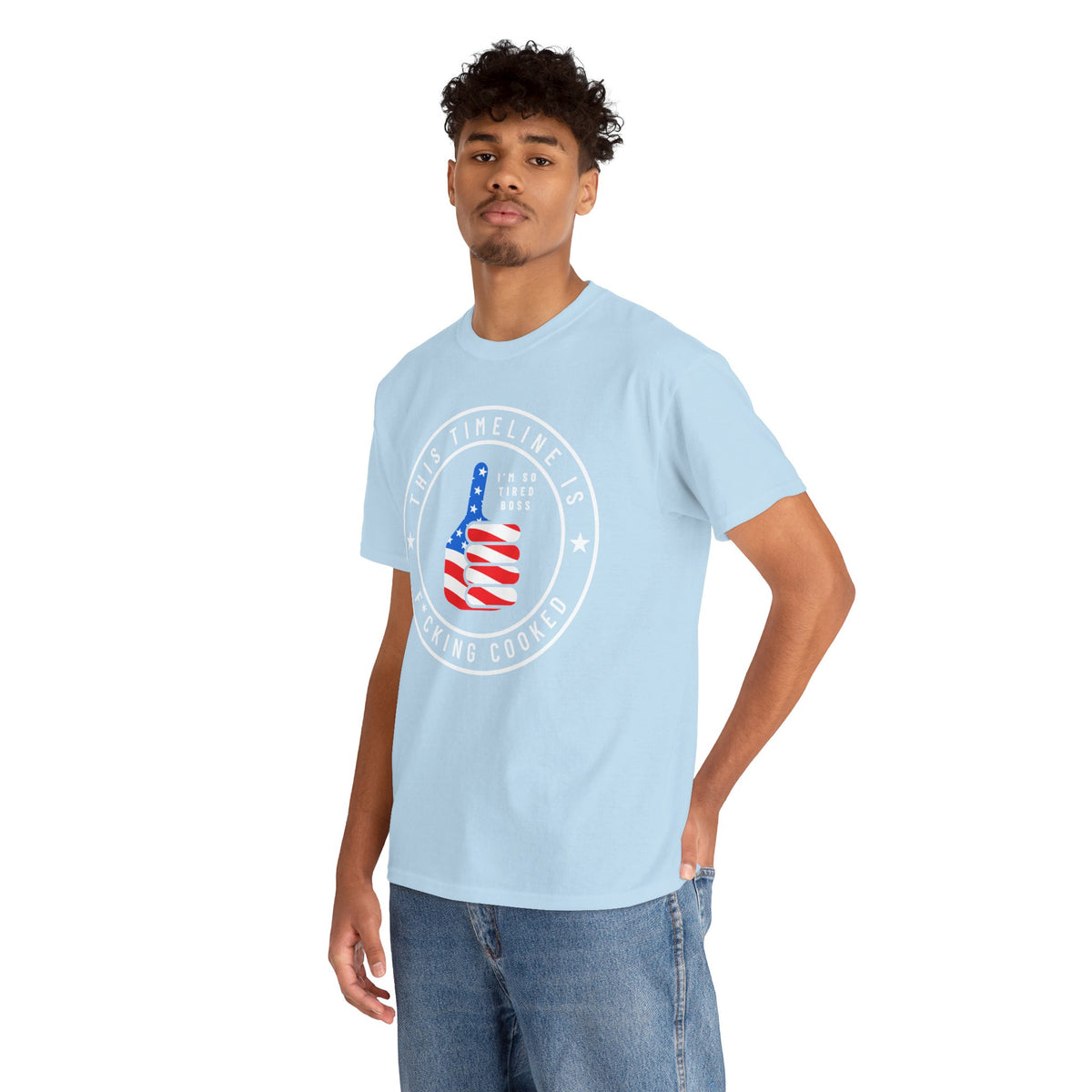 This Timeline is Cooked American Flag Thumbs Up T‑Shirt