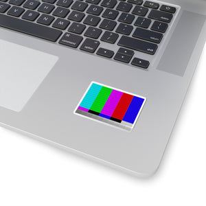 Test Pattern TV Glitch Kiss-Cut Sticker — Retro TV Color Bars Decal