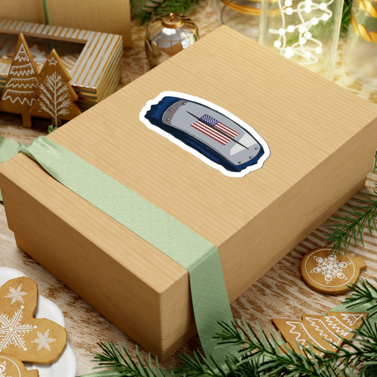 American Headband Sticker — Naruto-Inspired Ninja Forehead Protector with USA Flag (Kiss-Cut)