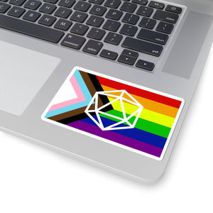 Pride Progress Dice Sticker — LGBTQ+ Rainbow D20 Kiss-Cut Sticker Paper products - Gemmed Firefly