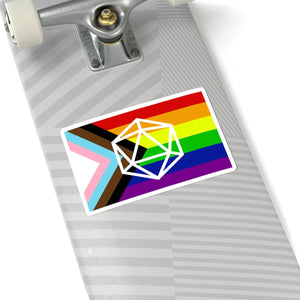 Pride Progress Dice Sticker — LGBTQ+ Rainbow D20 Kiss-Cut Sticker Paper products - Gemmed Firefly