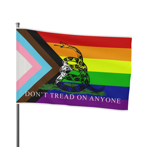 Don't Tread On Anybody - LGBT Progressive Pride Gadsden Flag Home Decor  - Gemmed Firefly