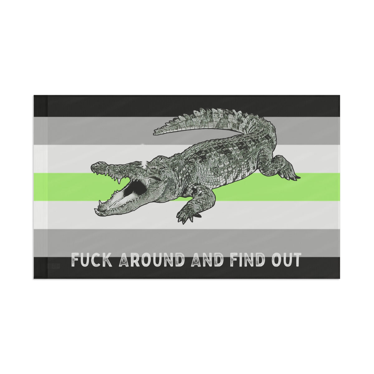 Agender PRIDE Fuck Around and Find Out Gator Rage Flag Home Decor  - Gemmed Firefly