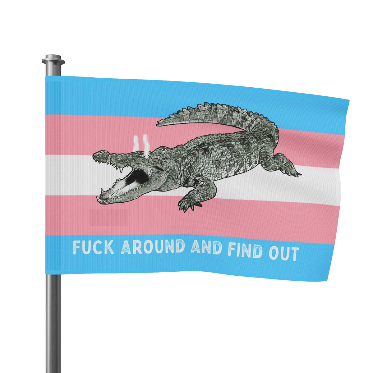 Transgender "Fuck Around and Find Out" Gator Rage LGBT PRIDE Flag 2024 Home Decor  - Gemmed Firefly
